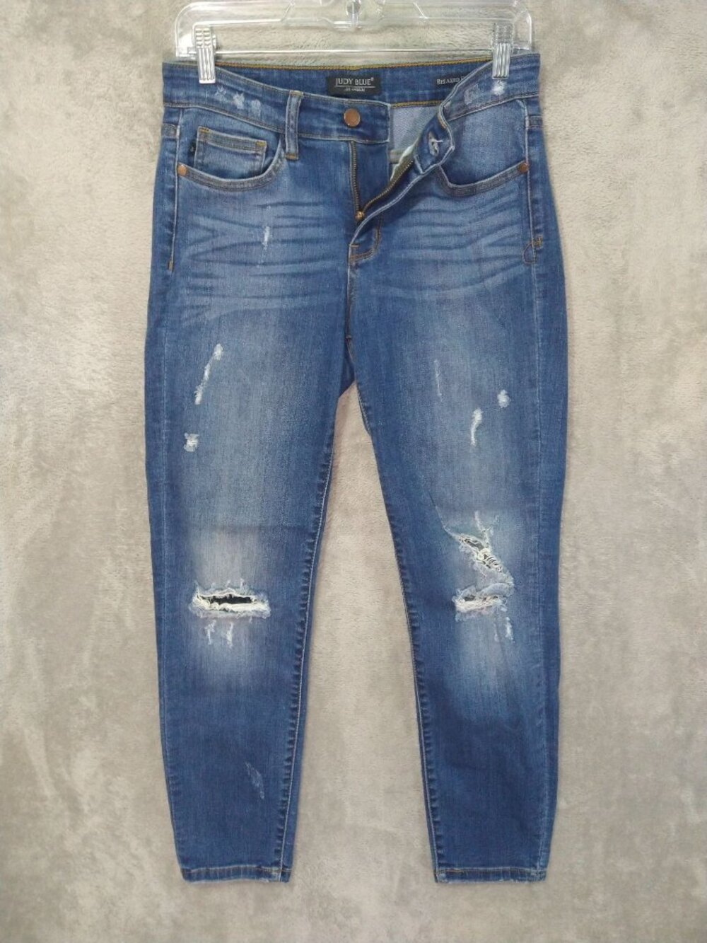 Judy Blue Jeans Womens 9/29 Denim Relaxed Fit Distressed Stretch Mid Rise